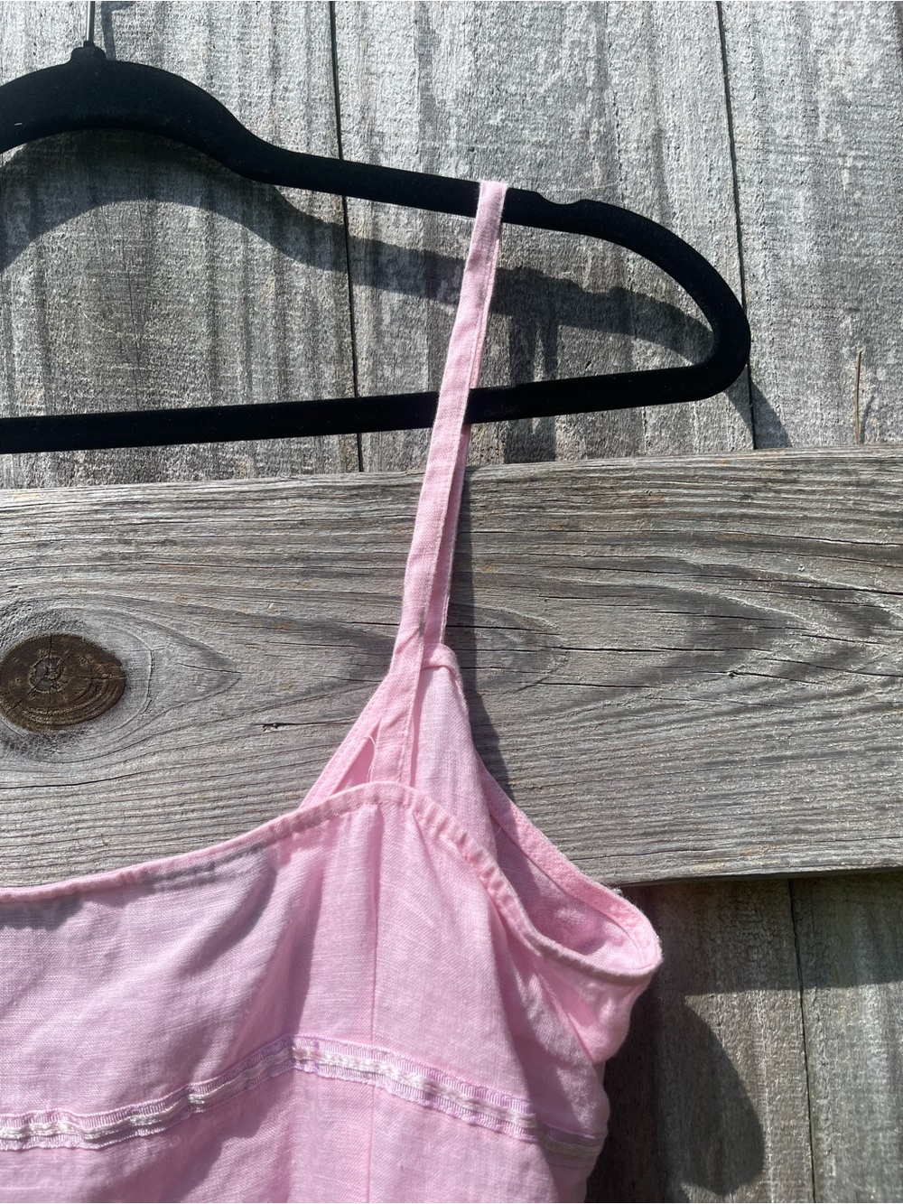 Light Pink Embroidered Irish Linen Cami Top by Richard Malcolm Sz L - Picture 9 of 10
